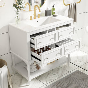 36" Bathroom Vanity Cabinet with Undermount Sink and 4 Drawers - Beige, Black, White