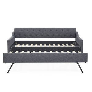 Size Upholstered Daybed With Trundle And USB Charging Armrest