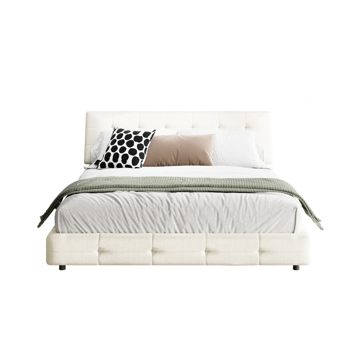 Tufted Headboard With Extra-Large Ultra-Soft Cloud Pillow Design