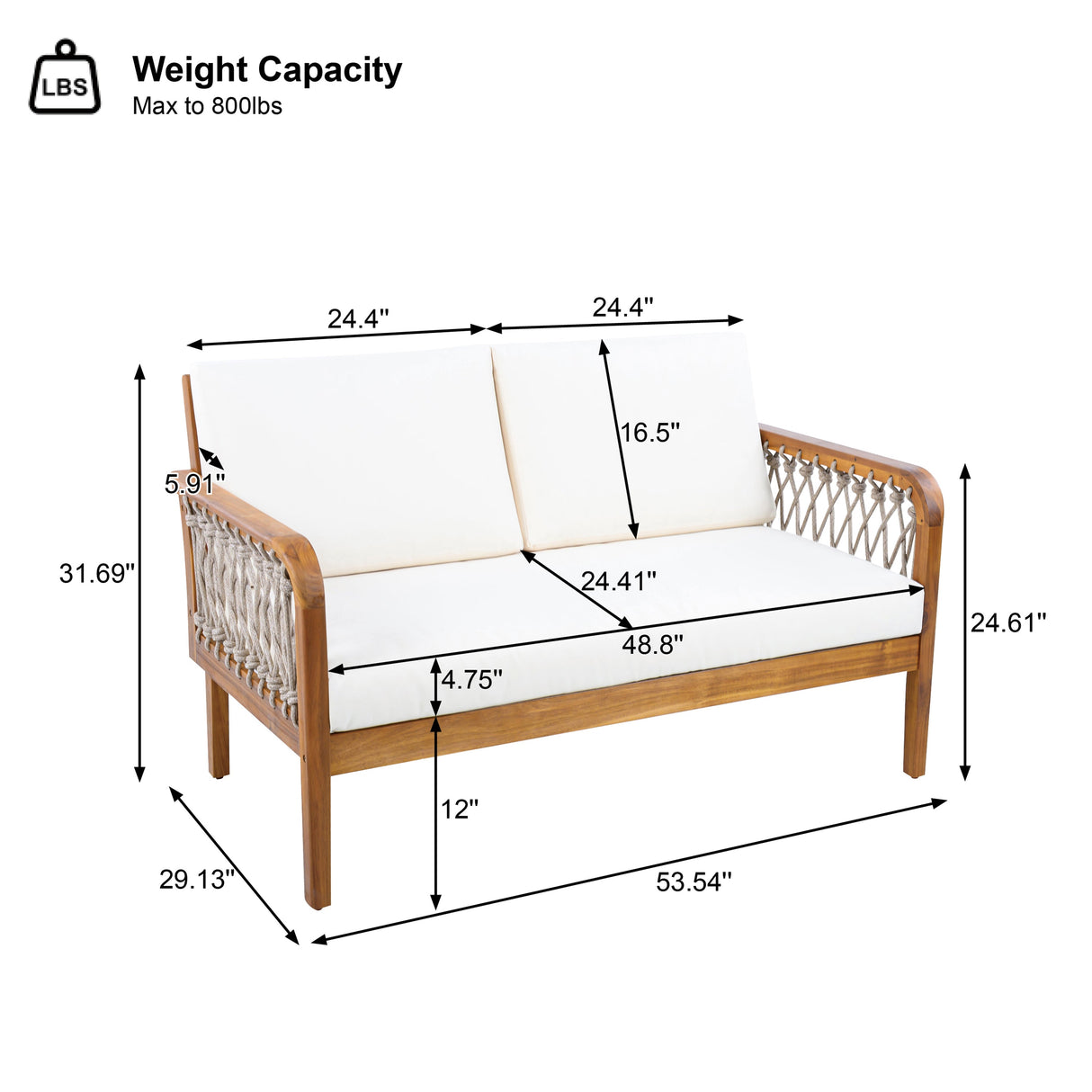 4-Piece Acacia Wood Outdoor Patio Furniture Set