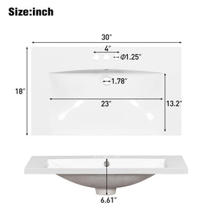 Single Bathroom Basin Sink Vanity Top with 3 Faucet Holes