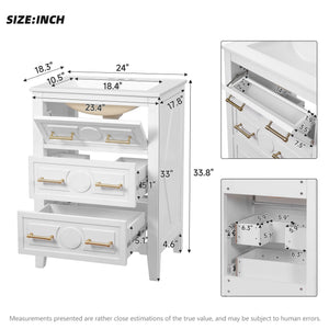 Bathroom Vanity With Sink, Free Standing Single Set, 3 Drawer Storage Cabinet