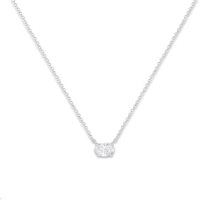 IGI Certified 10K White Gold 1/2 cttw Lab Grown Oval Shape Solitaire Diamond East West 18" Pendant Necklace (E-F Color, VS1-VS2 Clarity)