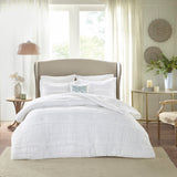5 Piece Microfiber Ruffled Comforter Set White Cal King