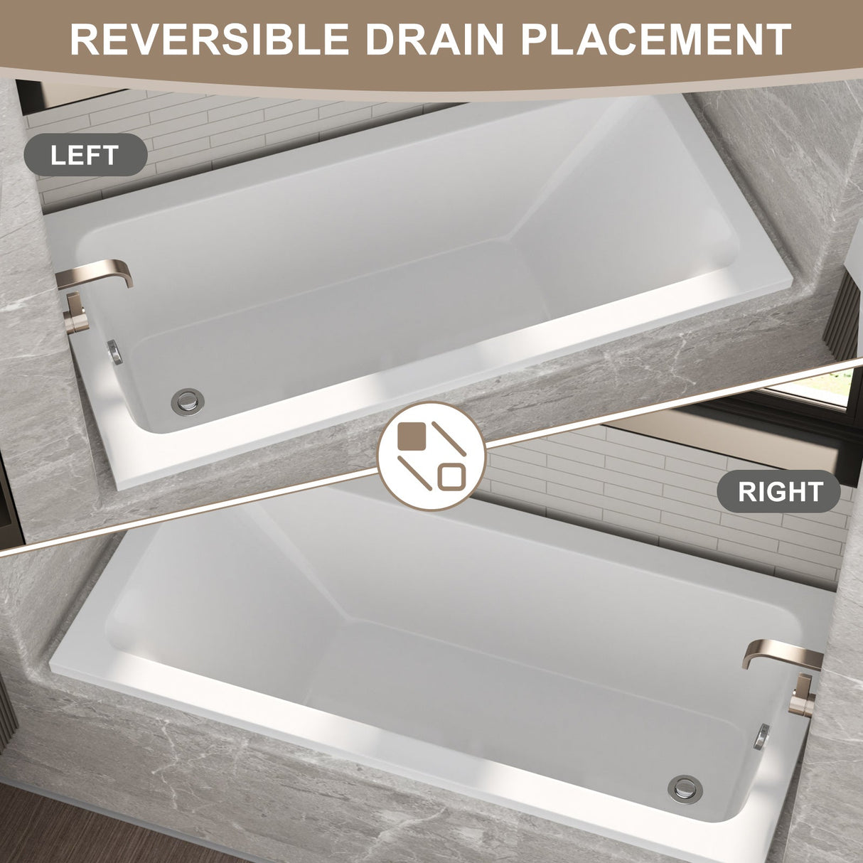 66-Inch Acrylic Built-In Soaking Tub - Glossy