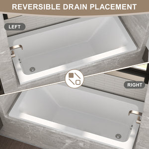66-Inch Acrylic Built-In Soaking Tub - Glossy