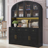 K&K 75.8" Tall Arched Kitchen Pantry Cabinet with LED & Charging Station