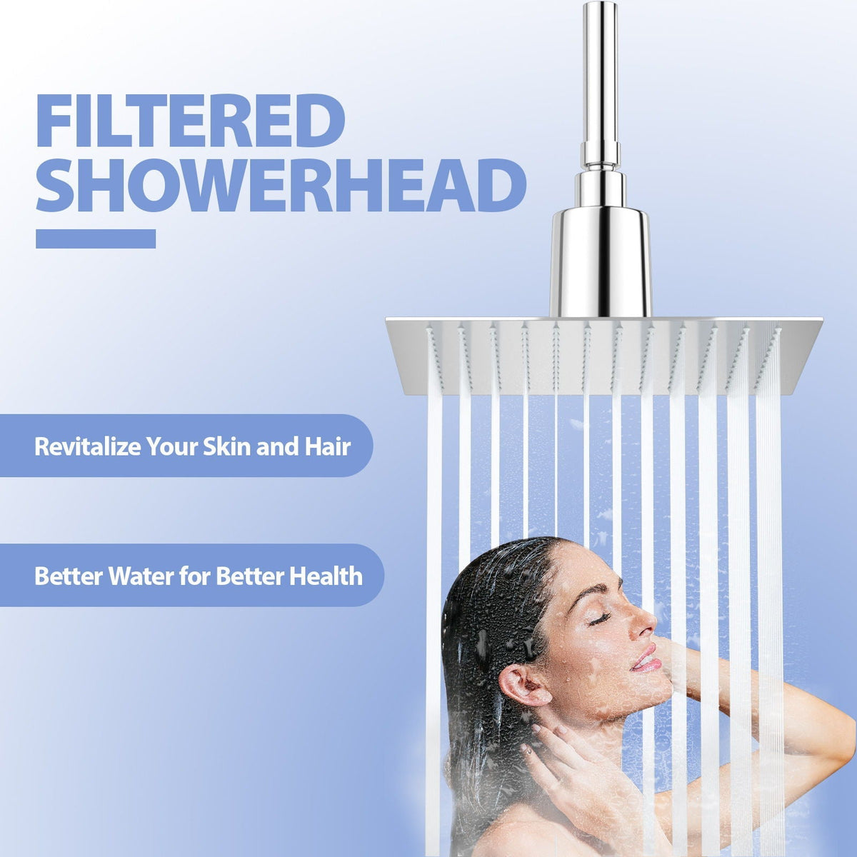 Ultra Thin 8" Square Rain Shower Head 304 Stainless Steel, Wall / Ceiling Mounted