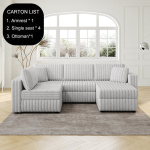 106.3" U-Shaped 4-Person Sofa with Ottoman