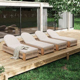 Outdoor Chaise Lounge Chair with Acacia Wood and Adjustable Backrest