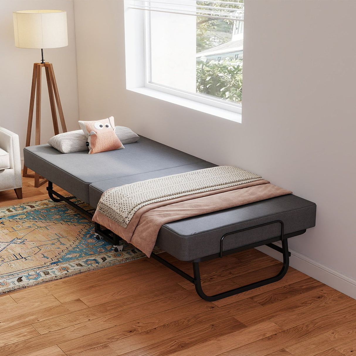 75" Folding Bed with Memory Foam Mattress
