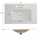 White Fluted Bathroom Vanity with Ceramic Sink and Soft Close Drawers