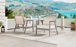 Set of 2 Outdoor Acacia Wood Patio Club Chairs with Cushions