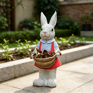 Charming Hand-Painted Rabbit Garden Statue