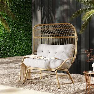 Palos Outdoor Wicker Loveseat - Light Brown