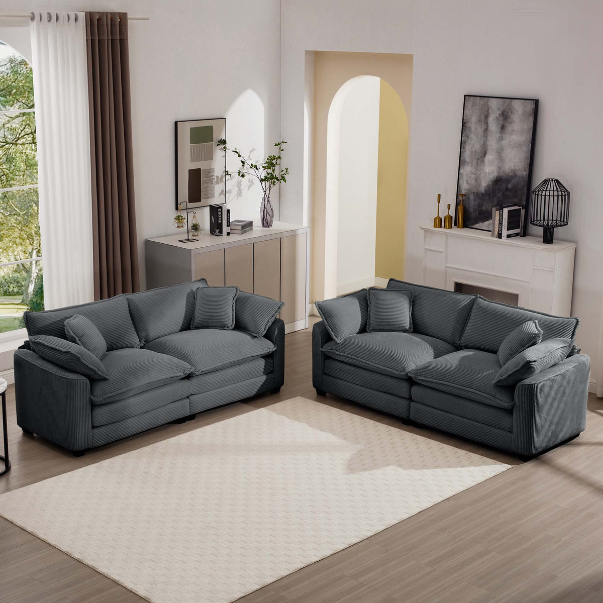 Elegant Oversized Sectional Sofa Set With Deep Seats And Flexible Layout