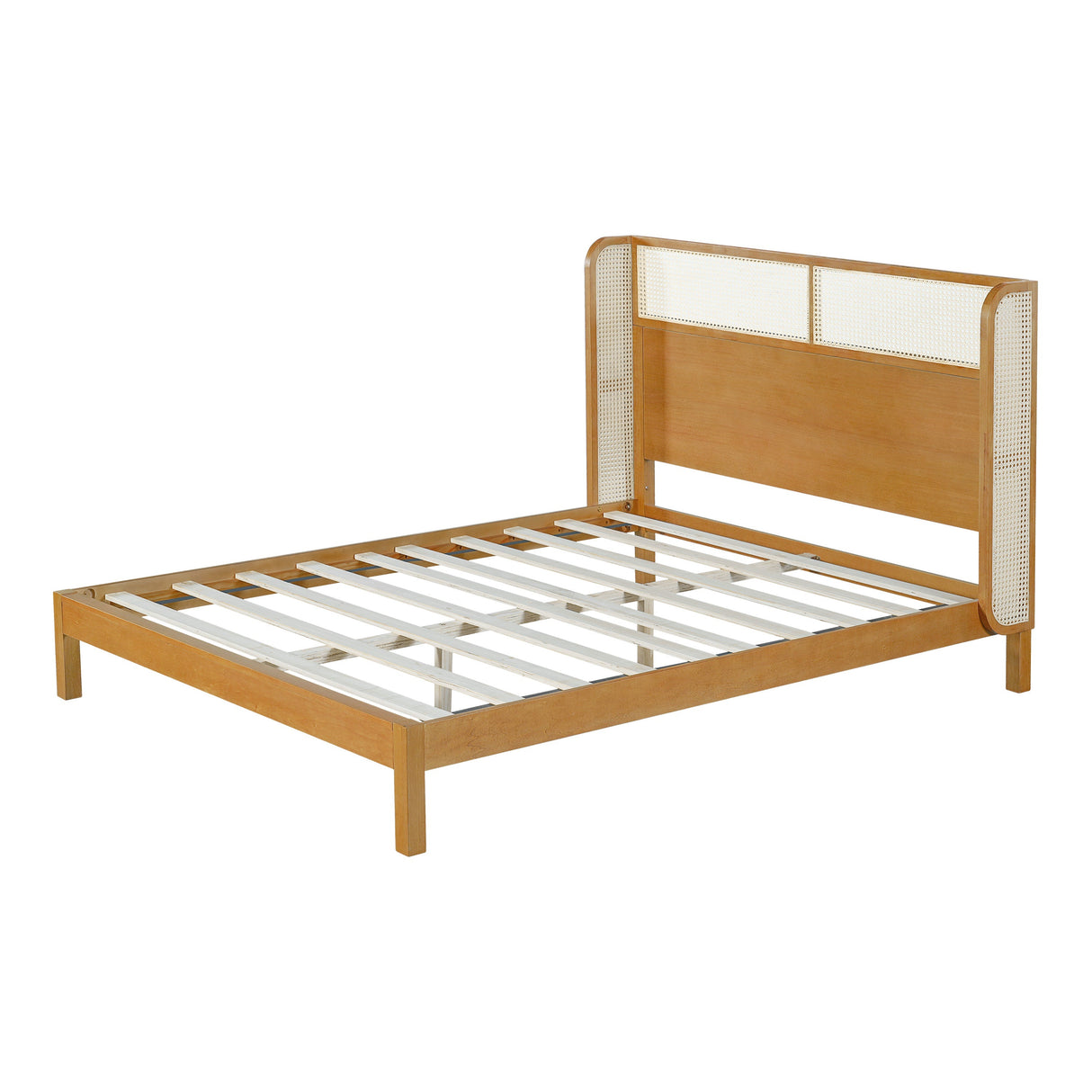 Premium Rubber Wood Platform Queen Bed Frame with Headboard