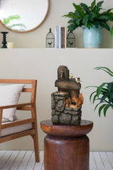 Decorative Two Tiered Water Fountain With Woodland Animal Design