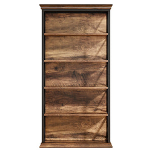6 Tier Industrial Brown Bookshelf With X Pattern Design - Rustic Brown