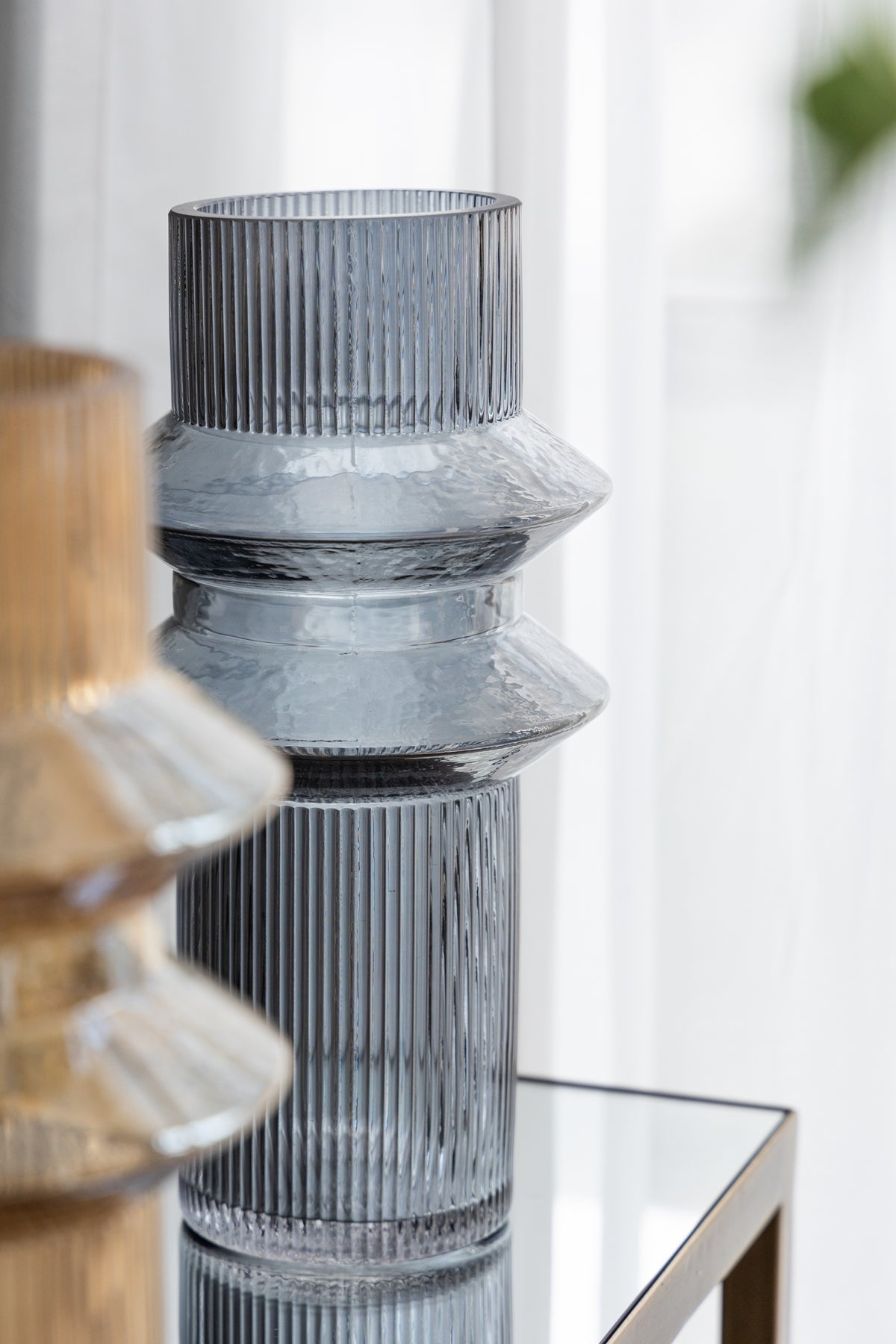 D5.9x11.8'H Fluted Accent Vases with Ribbed Design, Set of 2