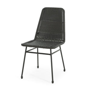 Outdoor Dining Chairs (Set of 2) with Rattan Backrest and Cushions