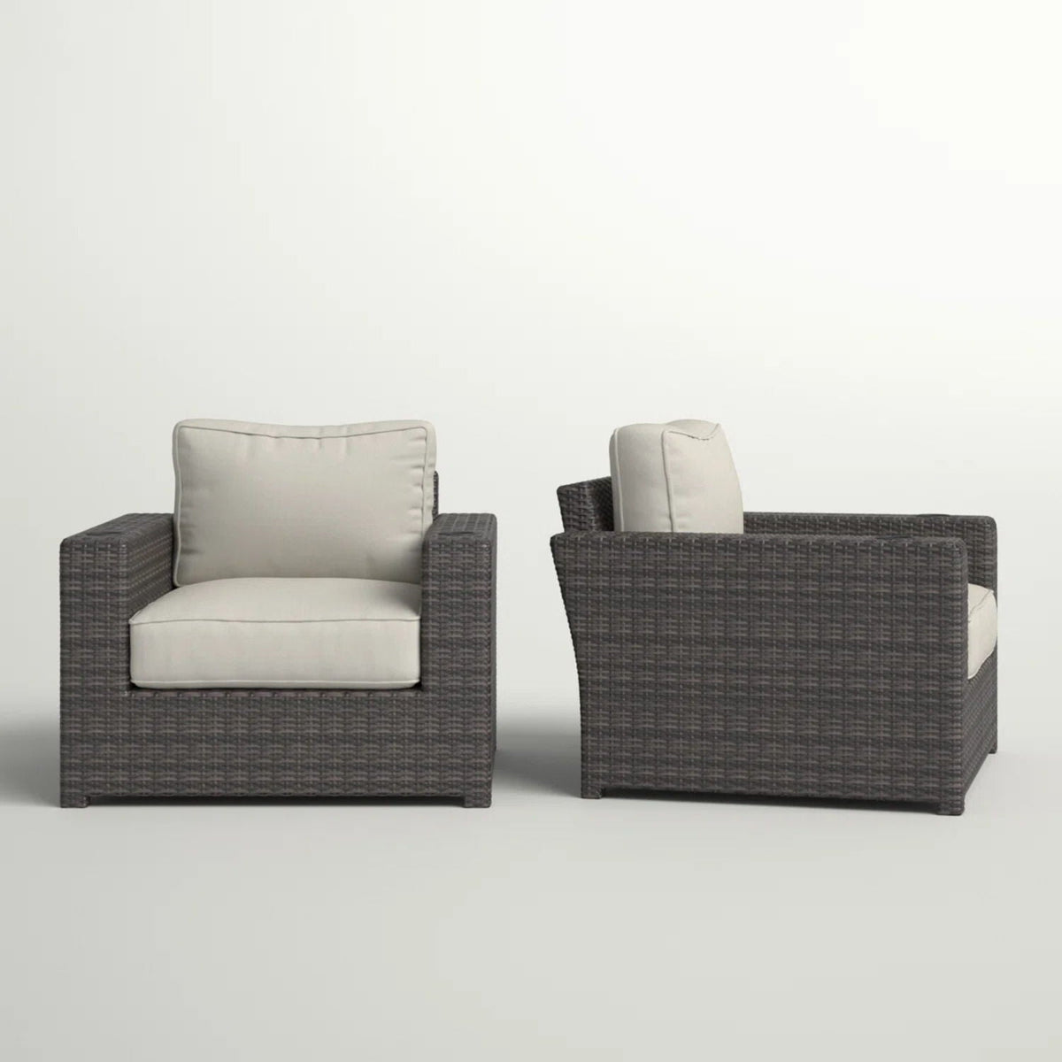 Outdoor Armchairs With Cushions (Set of 2) - Espresso / Gray