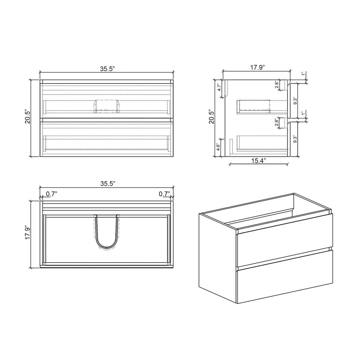 Alice - Bathroom Vanity With Sink, Large Storage Wall Mounted Floating Bathroom Vanity For Modern Bathroom, One-Piece Sink Basin Without Drain And Faucet