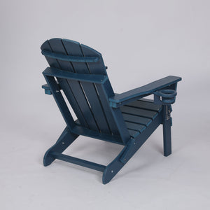 Folding Adirondack Chair with Dual Cup Holder - Navy Blue
