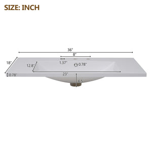 Bathroom Sink, Drop-In Vessel With 3 Holes 8" Centerset For Small Spaces - White