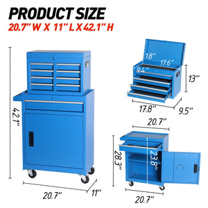 5-Drawer Rolling Tool Storage Cabinet with Detachable Top Toolbox