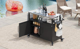 K&K 54.5" Outdoor Kitchen Island with Stainless Steel Tabletop
