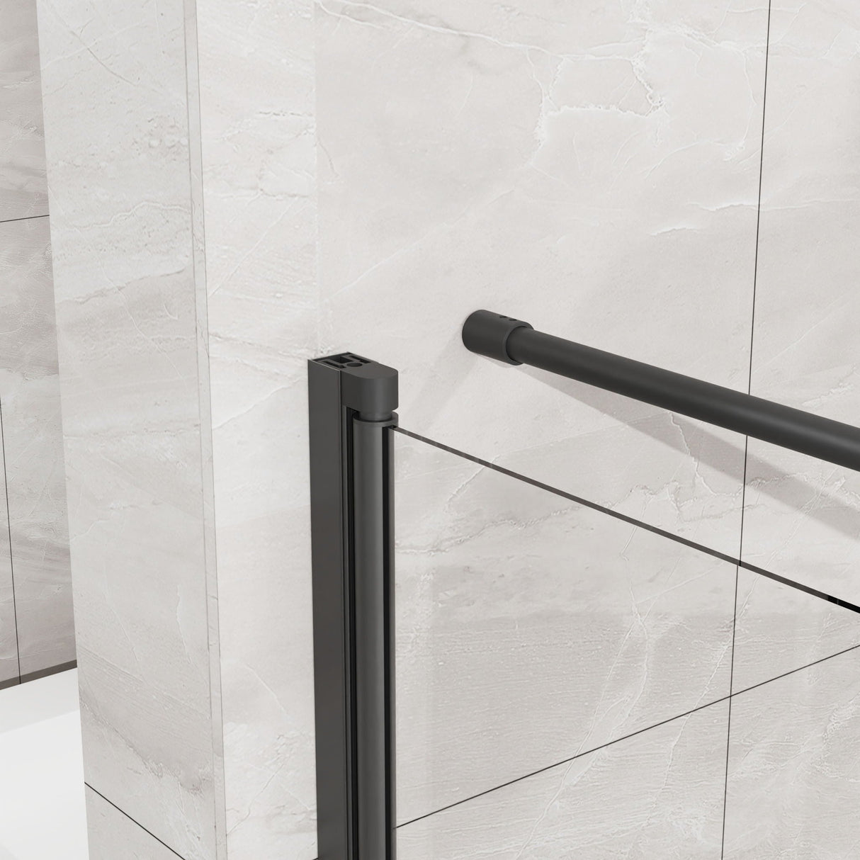 Goodyo - Frameless Corner Shower Door - Matte Black