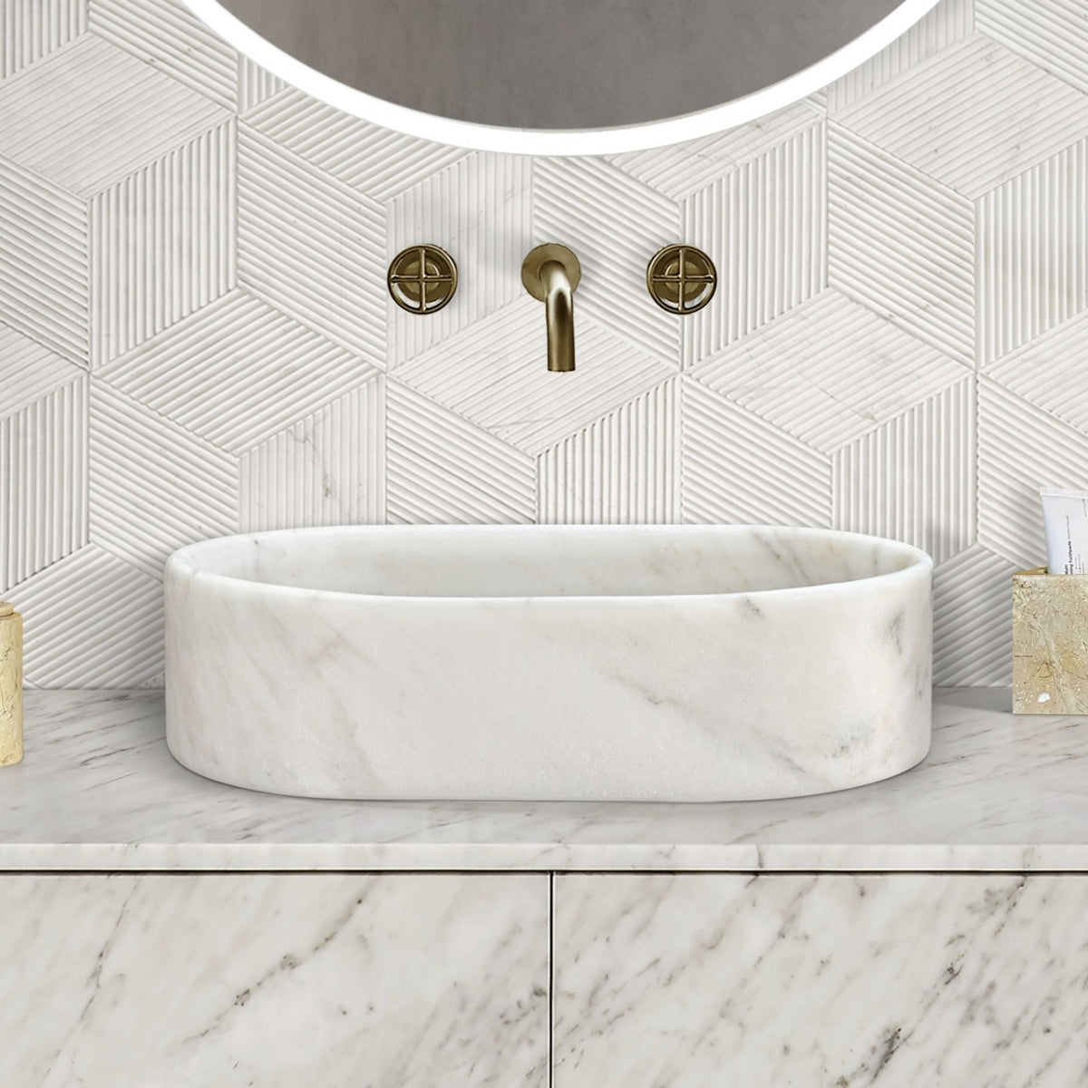Bathroom Vessel Sink, Semi Polished Surface
