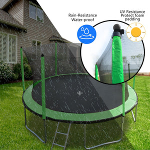 15Ft Trampoline With Basketball Hoop Inflator And Ladder (Inner Safety Enclosure)