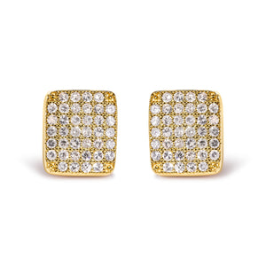 14K Yellow Gold 1/2 Cttw Diamond Square Shaped Composite Cluster Stud  Earrings (I-J Color, I1-I2 Clarity)