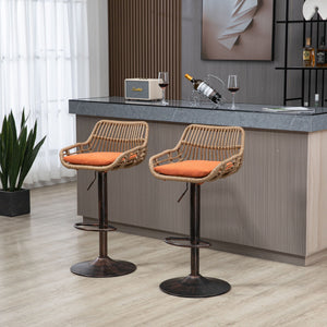 Modern Swivel Bar Stools Adjustable Counter Chairs With Footrest (Set of 2)
