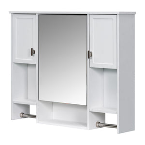 Wall Mounted Bathroom Storage Cabinet With Mirror, Medicine Cabinet With Towel Bar