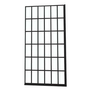 Frameless Fixed Shower Door with Open Entry Design – Matte Black