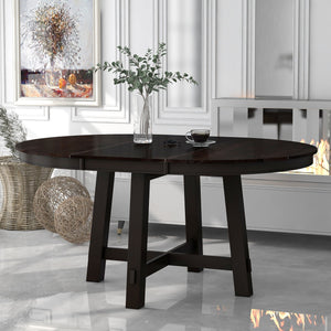 Gia Round Extendable Dining Table with 16" Leaf Wood