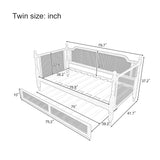 Traditional Style Rattan Twin Size Daybed with Twin Trundle