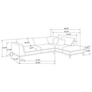 Harlan - L-Shape Upholstered Sectional With Pillows - Gray
