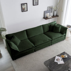 2-Piece Upholstered Sectional Sofa Set in Green Chenille