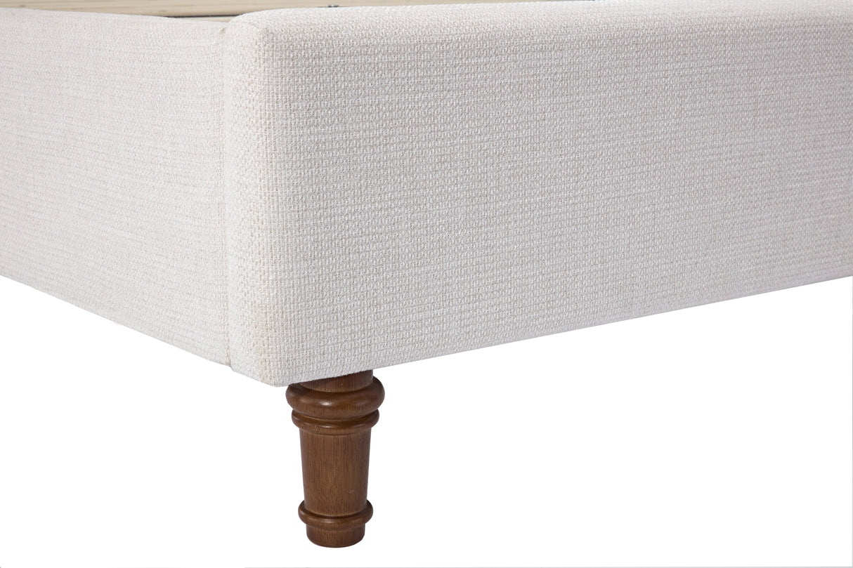 Harper upholstered bed, 54" headboard, textured ivory canvas