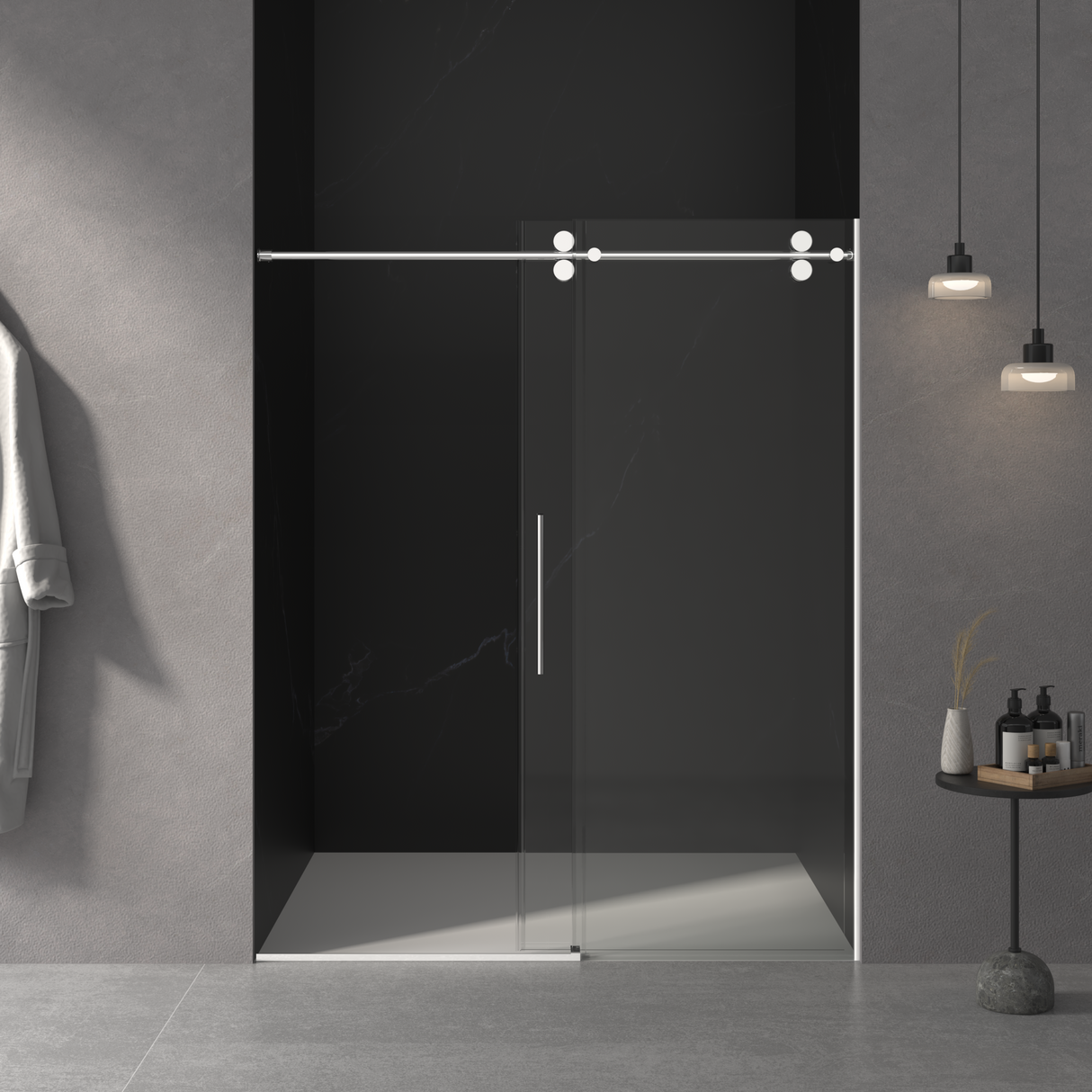 56"-60"W x 76"H Frameless Shower Door