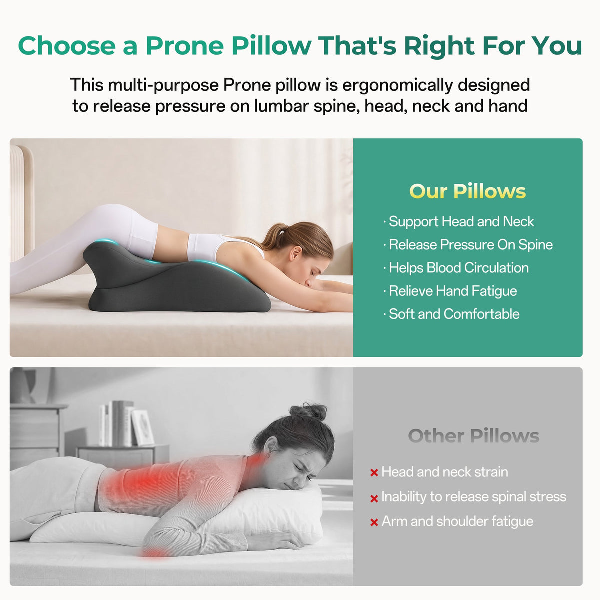 Memory Foam Ergonomic Wedge Pillow for Couples