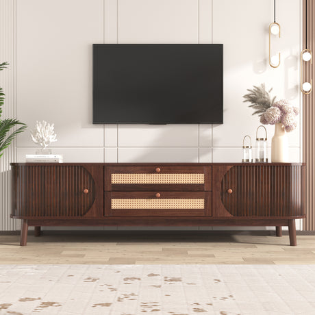 Rattan TV Stand for TVs Up to 75'', Modern Farmhouse Media Console