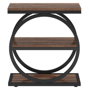 Industrial Narrow End Table With 3 Shelves