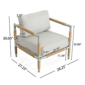 Oriana Aluminum Outdoor Patio Armchair With Thick Cushions - Light Gray