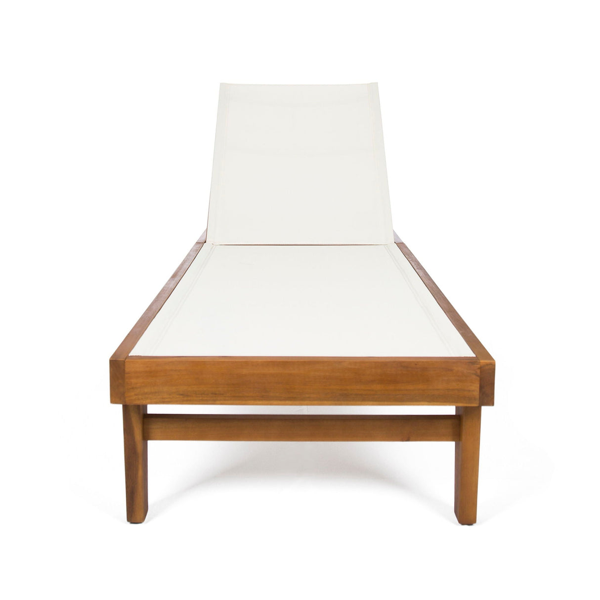Outdoor Chaise Lounge with Acacia Wood Frame - White Teak