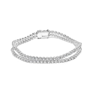 18K White Gold 5 3/5 Cttw Natural Diamond Double Row Link Tennis Bracelet (G-H Color, VS1-VS2 Clarity) - 7" Inches